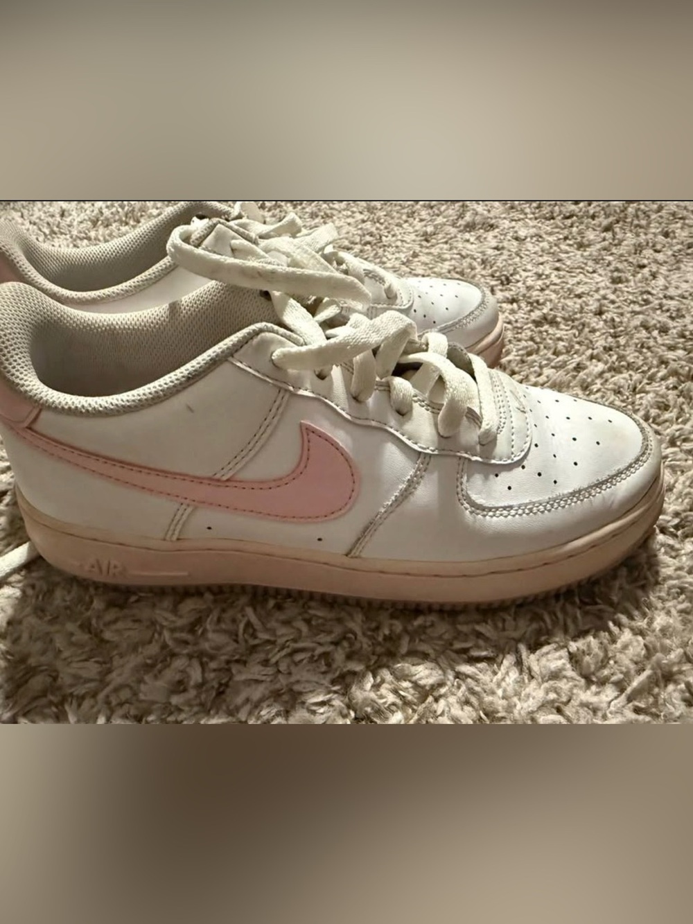Nike Kids White Sneakers with Pink Swoosh